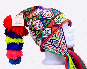 Andean Mountain Shaman Q\'ero chullo Peruvian Beaded Ceremony Hat Multicolor Peruvian Andean Mountain Shaman Q main image 3