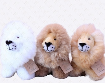 Stuffed Plush lion of Real Alpaca Peruvian Fur