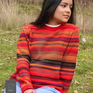 Chompa / Alpaca sweater / Women's sweater / Inca design sweater made of alpaca wool, knitted in Peru, South America. image 2