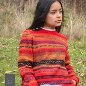 Chompa / Alpaca sweater / Women&#39;s sweater / Inca design sweater made of alpaca wool, knitted in Peru, South America.