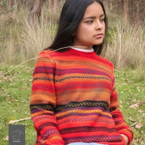 Chompa / Alpaca sweater / Women's sweater / Inca design sweater made of alpaca wool, knitted in Peru, South America. image 1