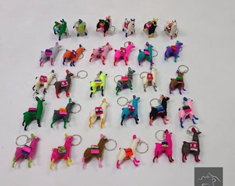 Handmade Mini Alpaca Llama Keychains – Peruvian Good Luck Charms, 10 Piece Lot