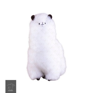 Soft Alpaca Plush - 100% Real Alpaca Fur Toy - Height 14 inches - Handmade - Toy with Hypoallergenic Fiber