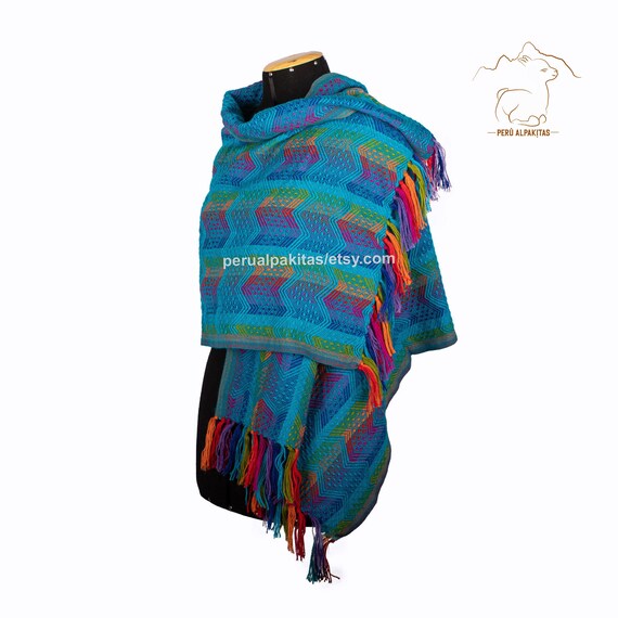 Scialle In Lana Di Alpaca. Scialle In Alpaca Grigio Scuro. Scialle - Foto 7