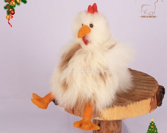 soft fluffy toy, beautiful 100% real alpaca fur toys, handmade chicken with baby alpaca fur, ultra soft stuffed toy