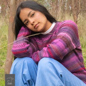 Chompa / Alpaca sweater / Women's sweater / Inca design sweater made of alpaca wool, knitted in Peru, South America. image 7