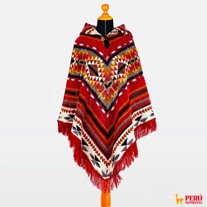 Handmade Alpaca Poncho, Geometric American Tribal Style, Unisex image 7