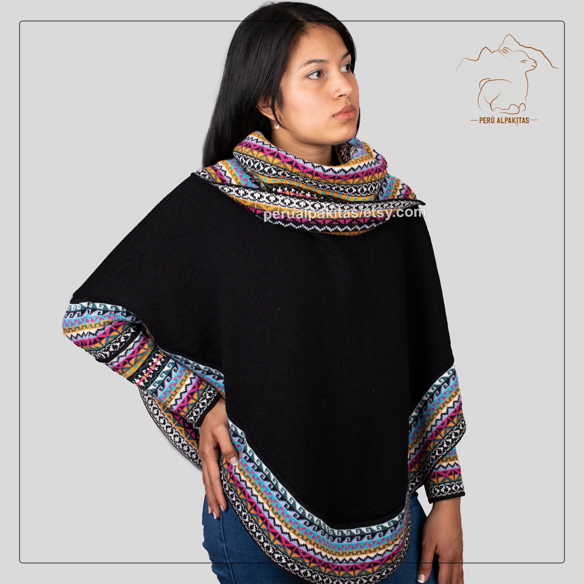 Poncho para mujer, poncho de longitud media, poncho de lana, poncho de  alpaca, poncho de mujer, poncho de mujer, poncho peruano barato, poncho  tejido a mano -  España