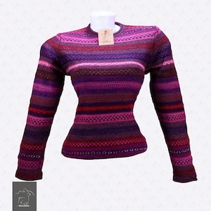 Chompa / Alpaca sweater / Women's sweater / Inca design sweater made of alpaca wool, knitted in Peru, South America. Purple