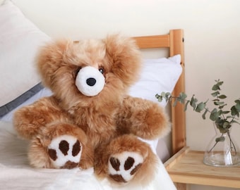 Orsacchiotto di peluche fatto a mano in pelliccia di alpaca, peluche ipoallergenico, 23 pollici