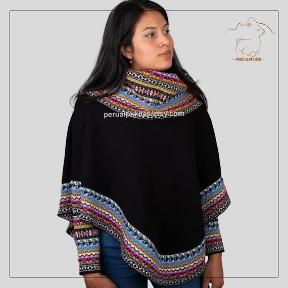 Poncho para mujer, poncho de longitud media, poncho de lana, poncho de  alpaca, poncho de mujer, poncho de mujer, poncho peruano barato, poncho  tejido a mano -  España