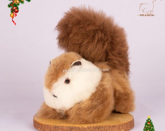 Squirrels made with 100% Alpaca fur in Peru, squirrel for boy or girl birthday gift, Christmas gift, hypoallergenic toy, alpaca toy