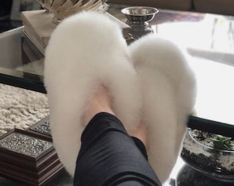 Alpaca fur slippers - Father's Day gift - white alpaca slippers from Peru - unisex slippers - fur slippers - winter slippers