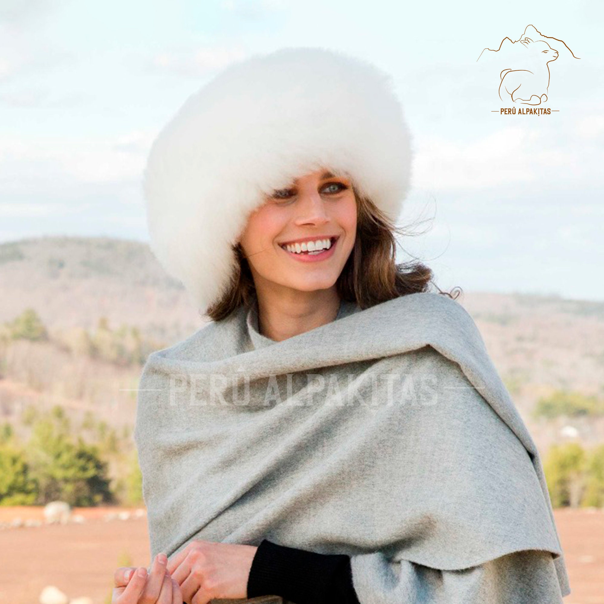 Handmade White Baby Alpaca Fur Hat, Winter Cossack Style - Etsy display picture 2