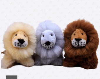 Lead colored lion, Lead colored stuffed lion, Handmade toy lion, Lead colored collectible lion, Collectible realistic lion, Silver mane lion