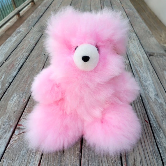 Baby Pink and Pink Baby Alpaca Teddy Bear, Handmade Teddy Bear