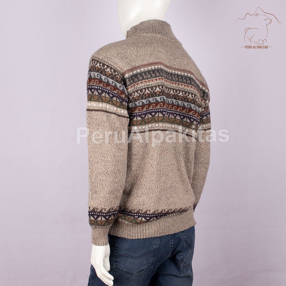 Baby alpaca sweater for men with high neck and zipper beige baby alpaca wool sweater casual and elegant sweater shirt type sweater for men Etsy Mexico