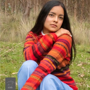 Chompa / Alpaca sweater / Women's sweater / Inca design sweater made of alpaca wool, knitted in Peru, South America. image 5