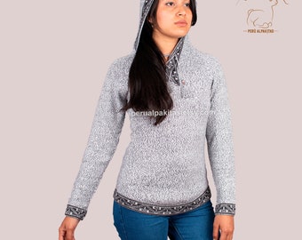 Fine laine d’alpaga pull tricoté doux fait à la main hypoallergénique sans lanoline, pull en fibre légère, cadeau parfait automne hiver gris naturel