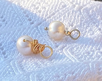 Organic pearl charm for necklace White natural pearl to add on necklace or bracelets Add a gemstone Birthstone add on Birthstone charm