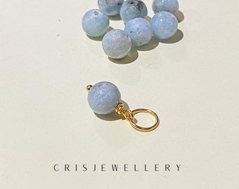 Celestite add on charm for bracelets Blue gem pendant Baby blue natural crystal  GF celestite jewellery Silver celestite crystal charms