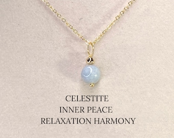 Celestite crystal choker necklace for women Calming gemstone jewelry Best friend gift Personalised blue celestite jewelry