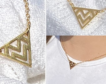 Triangle necklace GF woven inverted triangle choker Geometric minimal necklaces for women