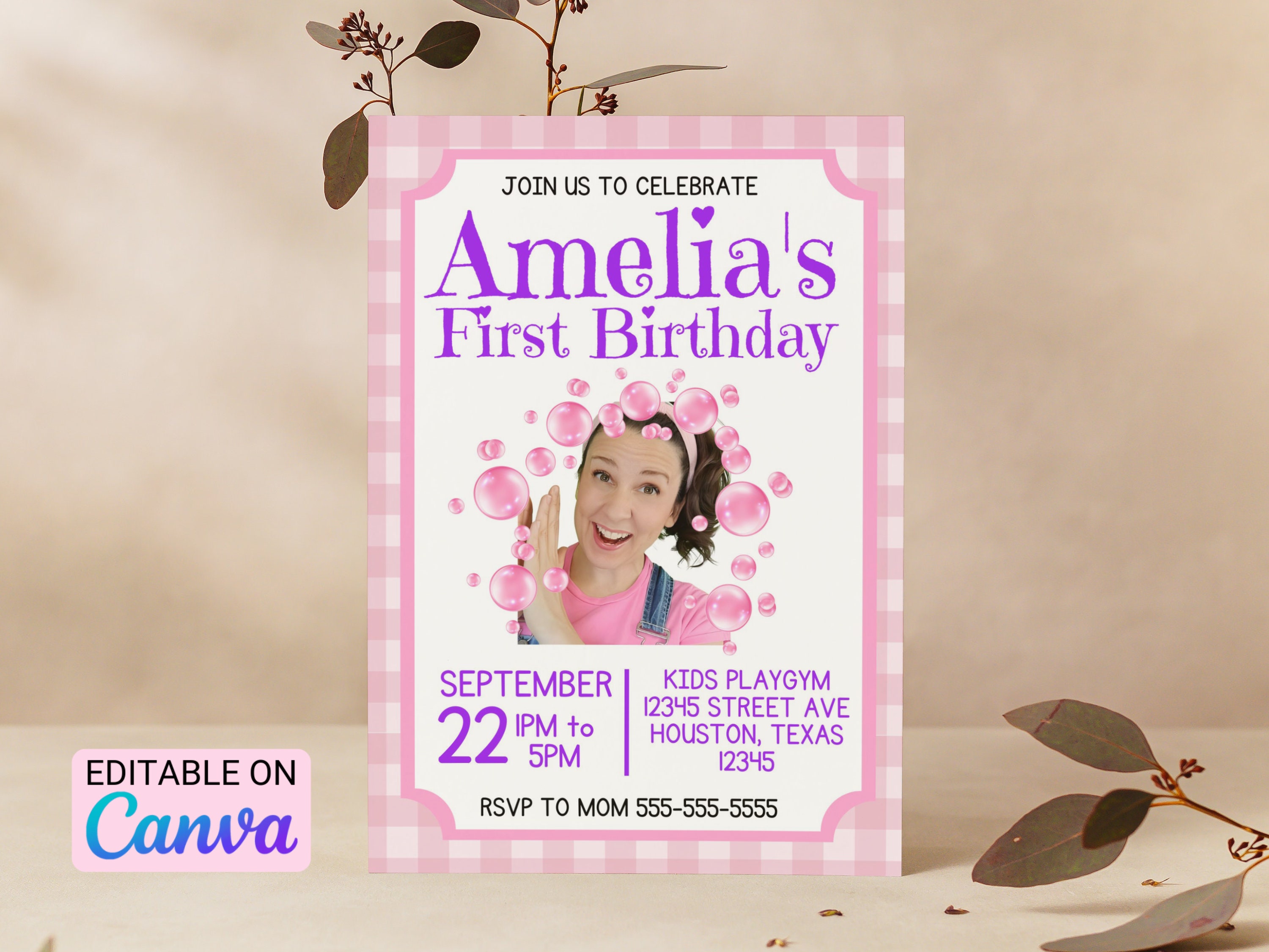 Miss Rachel Birthday Invitation Template Customize on Canva Free