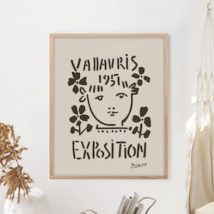 Picasso Exposition Poster, picasso art print, picasso poster, picasso wall art, Neutral, pablo picasso art, abstract face art, Vintage Art