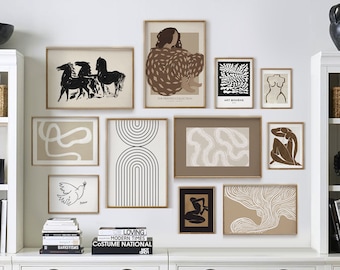 Boho Gallery Wall Print Set: Modern Neutral Art (Digital Download)