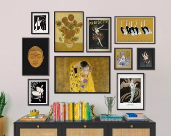 Eclectic Gallery Wall Art Set: Picasso, Klimt, Van Gogh (Digital Download)