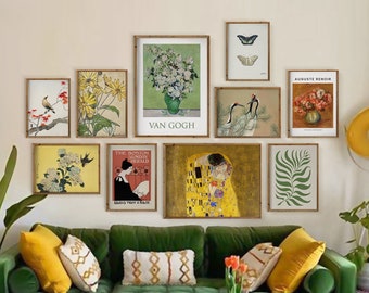 Eclectic Gallery Wall Art Set: Van Gogh, Klimt, bunte Drucke (Digitaler Download)