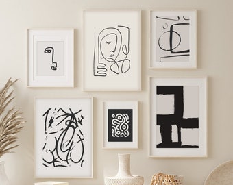 Abstract Print Set of 6: Modern Gallery Wall Art (Digital Download)