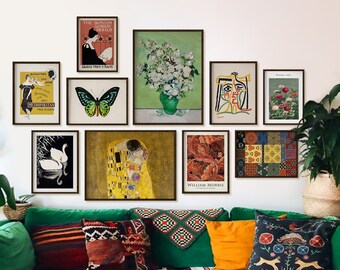 Eclectic Gallery Wall Art Print Set: Klimt, Van Gogh, Picasso (Digital Download)