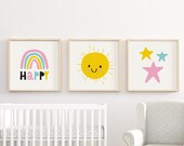 Digital Download Nursery decor set of 3 kids printable wall art Nursery Printable Nursery Wall Art Nursery Prints rainbow sun star wall art