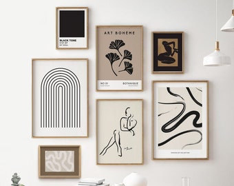 Minimalist Gallery Wall Set of 7, Modern Abstract Print Set, Minimal Prints, Modern wall art, Bundle Print set, Boho Prints, Printable Art