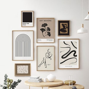 Minimalistische Galerie Wand Set von 7, Moderne Abstrakte Drucke, Minimale Drucke, Moderne Wandkunst, Bündel Drucke Set, Boho Drucke, druckbare Kunst