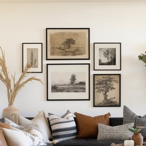 Antique Tree Sketch Print Set: Farmhouse Botanical Art (Digital Download)