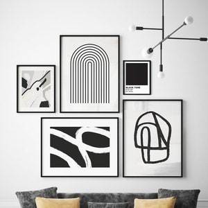 Modern Black and White Abstract Print Set: Nordic Wall Art (Digital Download)