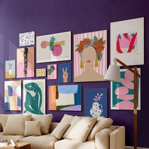 Buntes Wandset, MEGA Bundle, Zeitgenössische Kunst, Mädchenzimmer Dekor, feminines abstraktes Poster, Girly Wanddeko, DIGITALER DOWNLOAD