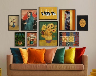 Eclectic Gallery Wall Art Set: Van Gogh, Klimt, Korin (Digital Download)