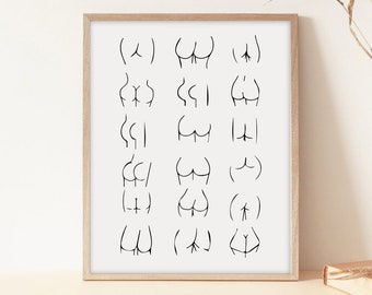 Body Positive Butt Line Art Print: Feminist Home Decor (Digital Download)