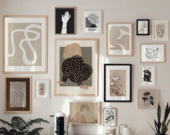 Boho Gallery Wall Print Set: Neutral Modern Art (Digital Download)