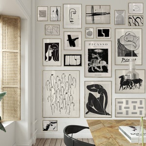 Moderne Abstrakte Galerie Wand Set von 20, MEGA Bundle Set, Schwarz & Beige Wand Kunst Drucke, Neutrale Farbe, Matisse, Picasso, DIGITAL DOWNLOAD