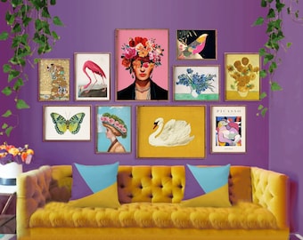 Eclectic Gallery Wall Art Set: Farbenfrohes Maximalist-Dekor (Digitaler Download)