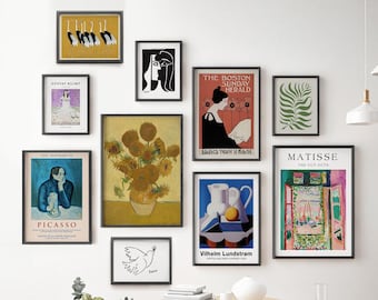 Eclectic Gallery Wall Art Set: Van Gogh, Klimt, Matisse (Digital Download)