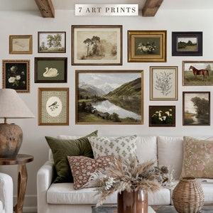 Vintage Cottagecore Gallery Wall Art Set: Grüntöne (Digitaler Download)