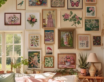 97 Decor Poster Vintage Per Pareti - Stampe Rustiche Francesi Stile Cottagecore - Set Da 12 Pezzi
