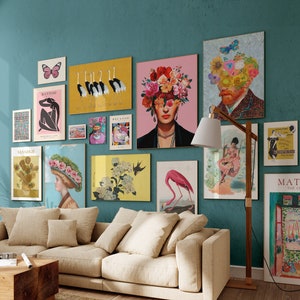 Gallery Wall Set of 16, Eclectic Mega Bundle Set, Maximalist Wall Decor, Gipsy Style, Frida , Picasso, Van Gogh, Matisse, Digital Download