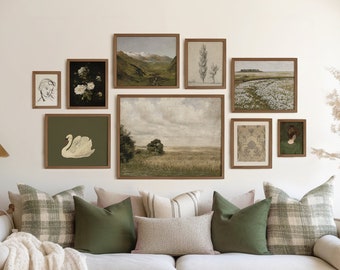 Vintage Farmhouse Gallery Wall Art Set: Green Tones (Digital Download)